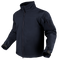The Condor Westpac Softshell Jacket is a dark navy zip-up with long sleeves, high collar, and adjustable wrist straps, designed for law enforcement. Shown on an invisible mannequin over a transparent background.
